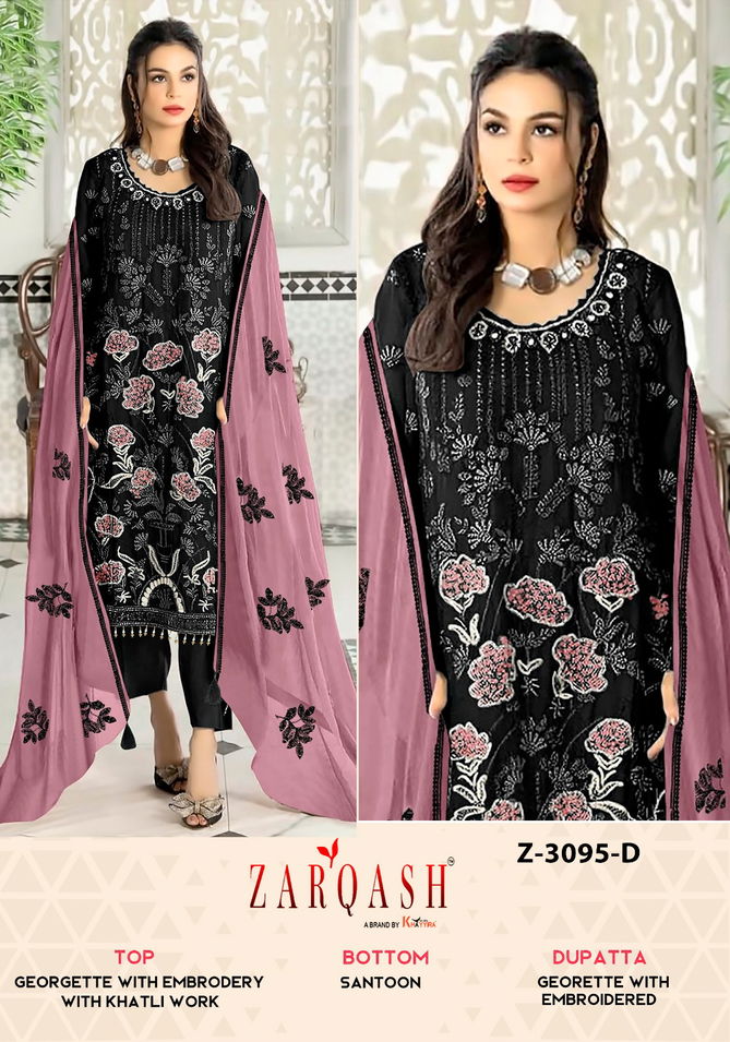 Z 3095 Zarqash Embroidery Georgette Pakistani Suits Exporters In India